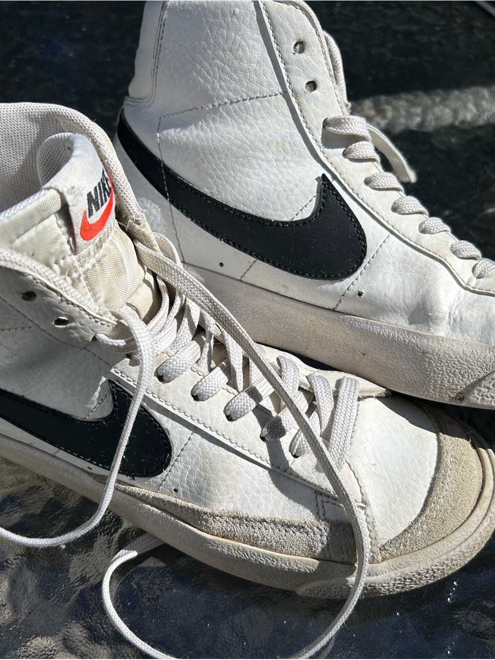 6.5 Youth White and Black High-Top Nike Sneakers